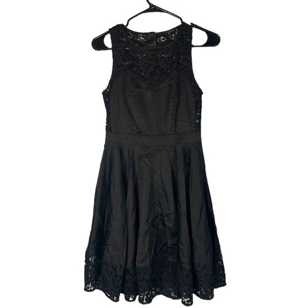 Mcginn Black Sleeveless Lace Applique Formal Sheath Dress Women Sz 2